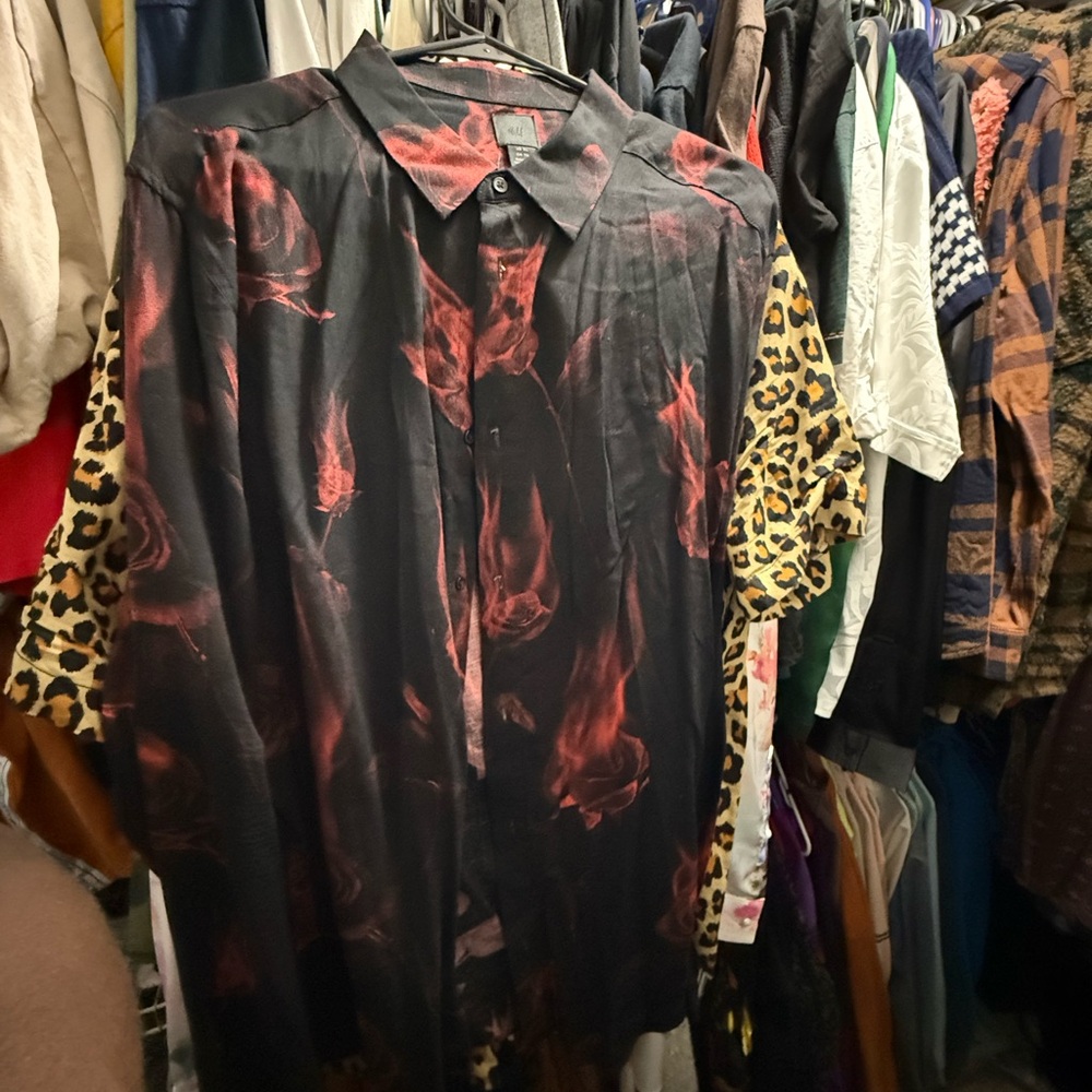 Edgy Black and Red Flame Shirt